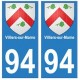 94 Villiers-sur-Marne blason autocollant sticker plaque immatriculation ville