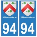 94 Villiers-sur-Marne blason autocollant sticker plaque immatriculation ville