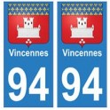 94 Vincennes blason autocollant sticker plaque immatriculation ville