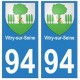 94 Vitry-sur-Seine blason autocollant sticker plaque immatriculation ville