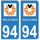 94 Vitry-sur-Seine logo autocollant sticker plaque immatriculation ville