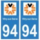 94 Vitry-sur-Seine logo autocollant sticker plaque immatriculation ville