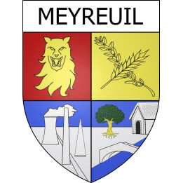 Pegatinas escudo de armas de Meyreuil adhesivo de la etiqueta engomada