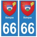 66 Bompas blason autocollant plaque ville