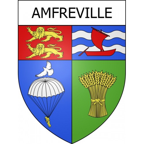 Pegatinas escudo de armas de Amfreville adhesivo de la etiqueta engomada