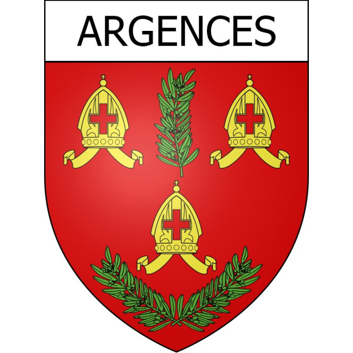 Pegatinas escudo de armas de Argences adhesivo de la etiqueta engomada