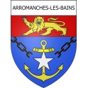 Pegatinas escudo de armas de Arromanches-les-Bains adhesivo de la etiqueta engomada