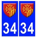 34 languedoc roussillon blason autocollant plaque