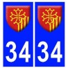 34 languedoc roussillon blason autocollant plaque