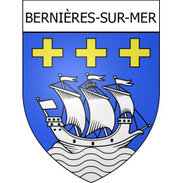 Pegatinas escudo de armas de Bernières-sur-Mer adhesivo de la etiqueta engomada