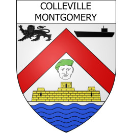 Pegatinas escudo de armas de Colleville-Montgomery adhesivo de la etiqueta engomada
