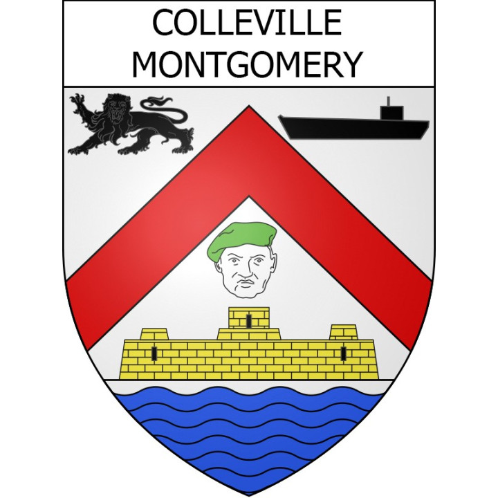 Pegatinas escudo de armas de Colleville-Montgomery adhesivo de la etiqueta engomada