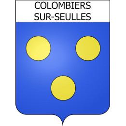Pegatinas escudo de armas de Colombiers-sur-Seulles adhesivo de la etiqueta engomada