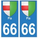 66 Pia blason autocollant plaque ville