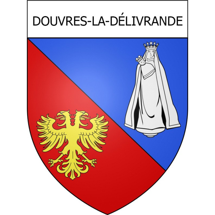 Pegatinas escudo de armas de Douvres-la-Délivrande adhesivo de la etiqueta engomada