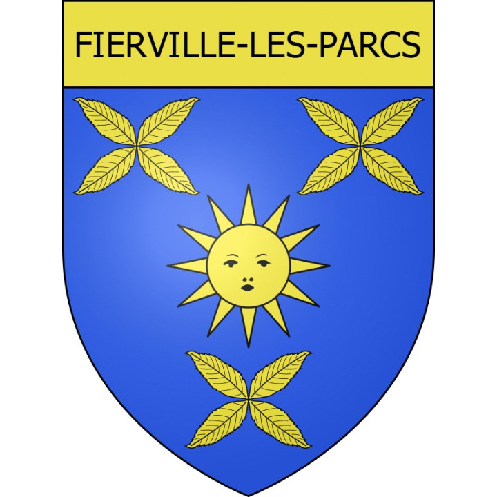 Pegatinas escudo de armas de Fierville-les-Parcs adhesivo de la etiqueta engomada