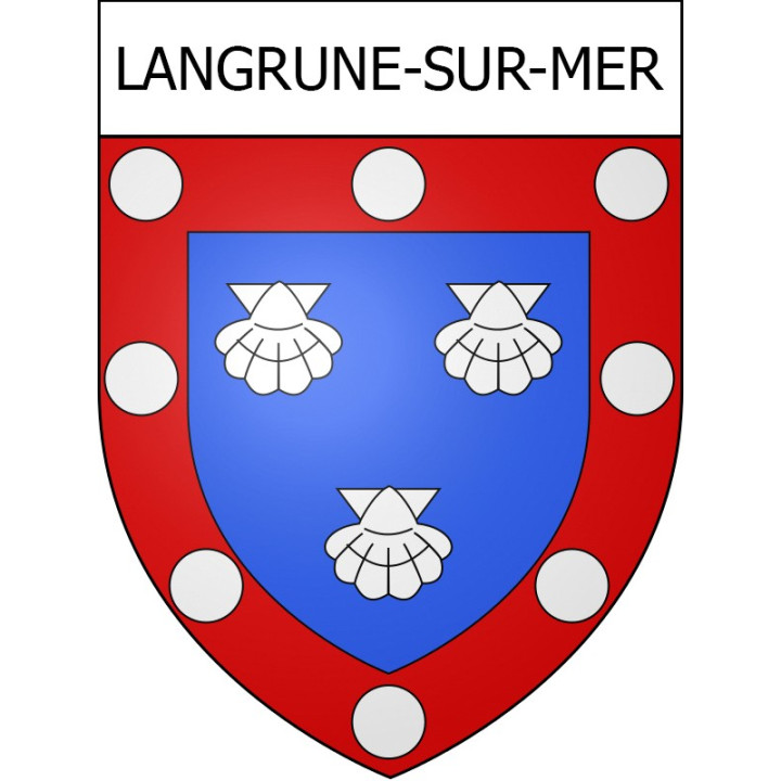 Pegatinas escudo de armas de Langrune-sur-Mer adhesivo de la etiqueta engomada