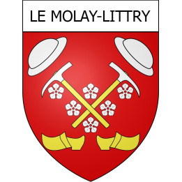 Pegatinas escudo de armas de Le Molay-Littry adhesivo de la etiqueta engomada