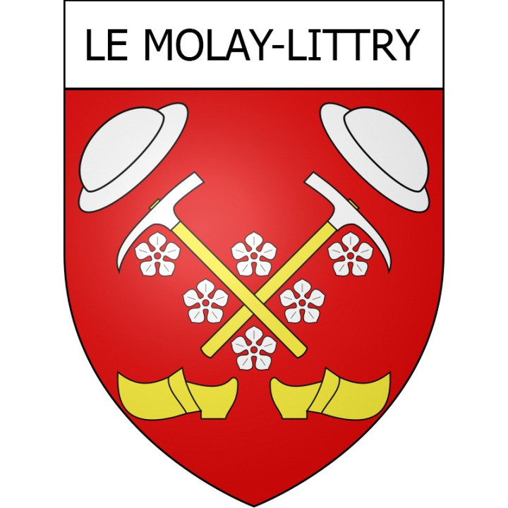 Pegatinas escudo de armas de Le Molay-Littry adhesivo de la etiqueta engomada