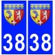 38 isere blason autocollant plaque