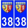 38 isere blason autocollant plaque