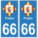 66 Prades blason autocollant plaque ville