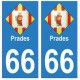 66 Prades blason autocollant plaque ville