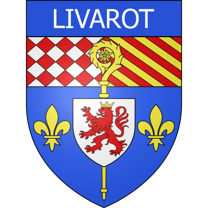 Pegatinas escudo de armas de Livarot adhesivo de la etiqueta engomada
