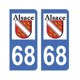 68 Haut Rhin autocollant plaque