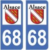 68 Haut Rhin autocollant plaque