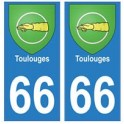 66 Toulouges blason autocollant plaque ville