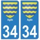 34 Agde blason autocollant plaque immatriculation ville