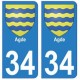 34 Agde blason autocollant plaque immatriculation ville