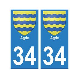 34 Agde blason autocollant plaque immatriculation ville