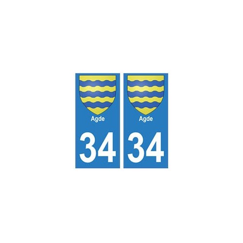 34 Agde blason autocollant plaque immatriculation ville