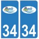 34 Agde logo autocollant plaque immatriculation ville