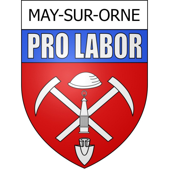 Pegatinas escudo de armas de May-sur-Orne adhesivo de la etiqueta engomada