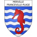 Pegatinas escudo de armas de Merville-Franceville-Plage adhesivo de la etiqueta engomada