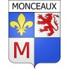 Pegatinas escudo de armas de Monceaux adhesivo de la etiqueta engomada