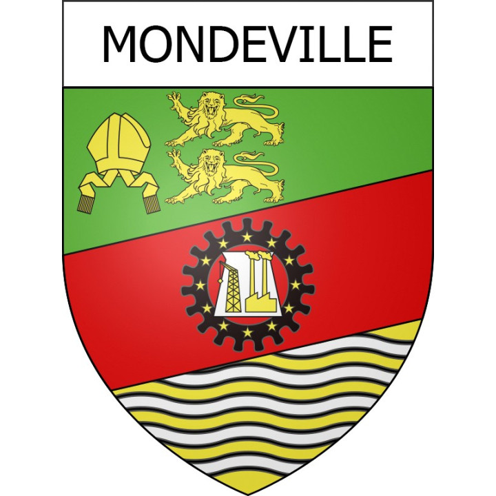 Pegatinas escudo de armas de Mondeville adhesivo de la etiqueta engomada