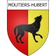 Pegatinas escudo de armas de Moutiers-Hubert adhesivo de la etiqueta engomada