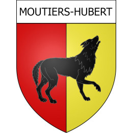 Pegatinas escudo de armas de Moutiers-Hubert adhesivo de la etiqueta engomada