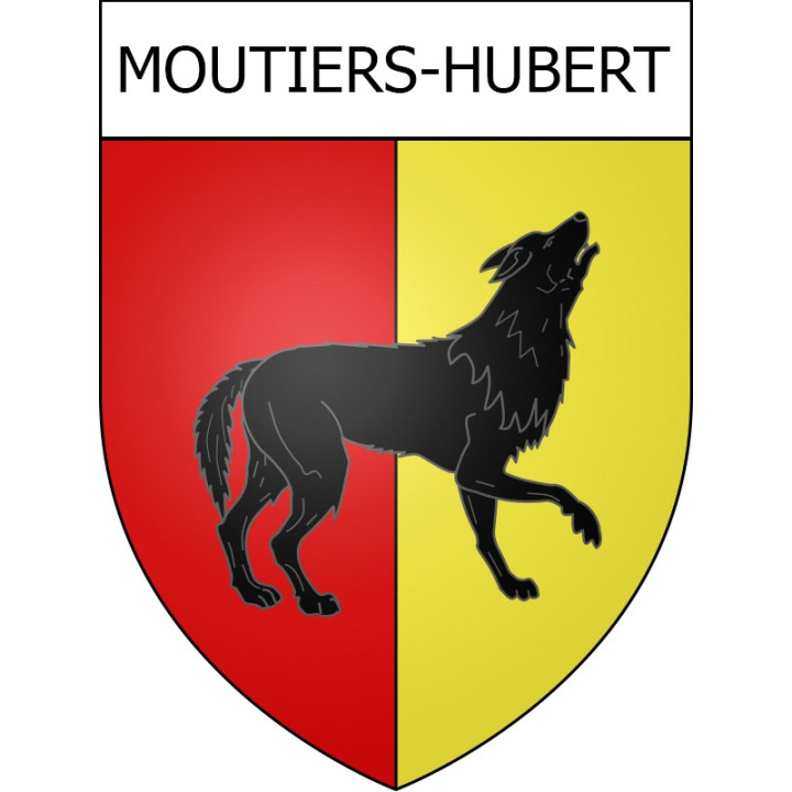 Pegatinas escudo de armas de Moutiers-Hubert adhesivo de la etiqueta engomada