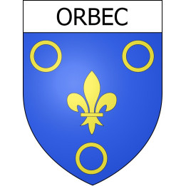 Pegatinas escudo de armas de Orbec adhesivo de la etiqueta engomada