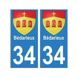 34 Bédarieux blason autocollant plaque immatriculation ville