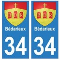 34 Bédarieux blason autocollant plaque immatriculation ville