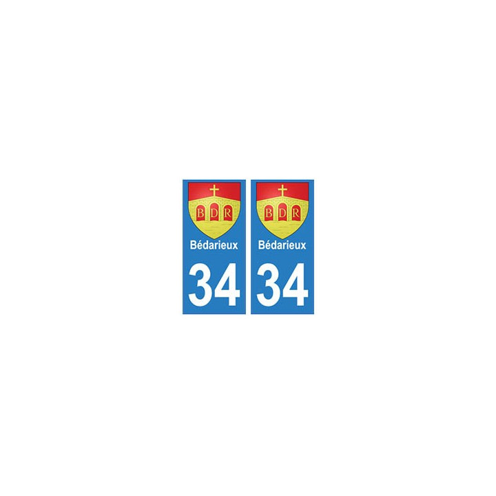 34 Bédarieux blason autocollant plaque immatriculation ville