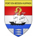 Pegatinas escudo de armas de Port-en-Bessin-Huppain adhesivo de la etiqueta engomada