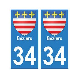 34 Béziers blason autocollant plaque immatriculation ville