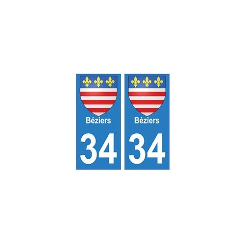 34 Béziers blason autocollant plaque immatriculation ville